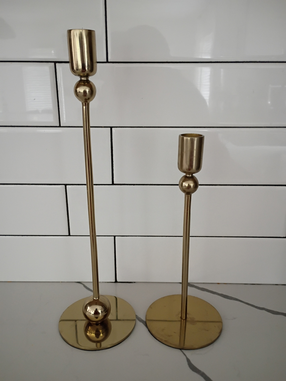 H&M Gold Metal Taper Candle Holders - Set of 2